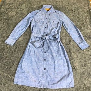 TORY BURCH Light Blue Denim Chambray Button Front Dress Size 0